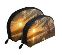 Beauty case portatile con motivo cane, organizer da viaggio con cerniera e scomparti interni, Ultimi Raggi del Sole, Taglia unica