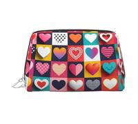 Beauty case portatile con stampa di forme fluo per donne, borsa da viaggio, può contenere pennelli da trucco e articoli da toeletta, Collage a forma di cuore, One Size, Classico