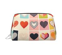 Beauty case portatile con stampa di forme fluo per donne, borsa da viaggio, può contenere pennelli da trucco e articoli da toeletta, Amore Creativo, One Size, Classico