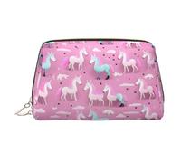 Beauty case portatile con stampa di molti unicorni, custodia da viaggio compatta con scomparti interni organizzati per tutti i giorni, Oro, One Size