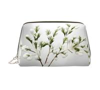 Beauty case portatile con stampa di rami verdi naturali, custodia da viaggio compatta con scomparti interni organizzati per uso quotidiano, Oro, One Size
