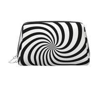 Beauty case portatile con stampa floreale geometrica per donne, borsa da viaggio, può contenere pennelli da trucco e articoli da toeletta, Linee Vertigini bianche e nere, One Size, Classico