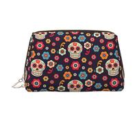 Beauty case portatile con teschi di zucchero, con divisore, borsa da toeletta da viaggio, Oro, One Size