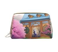 Beauty case portatile con unicorno, da viaggio, unisex, con chiusura a cerniera, adatta per l'uso quotidiano, bianco, Taglia unica