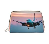 Beauty case portatile da donna con aereo nelle luci della sera, Oro, Taglia unica, Beauty case