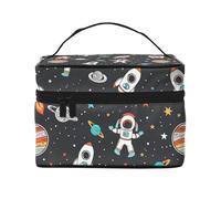 Beauty case portatile da viaggio con astronauta spaziale e stella, con galassia, pianeta e galassia, organizer da viaggio per donne e ragazze