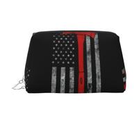 Beauty case portatile da viaggio con bandiera rossa e ascia da pompiere con divisore, Argento, One Size