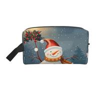 Beauty case portatile da viaggio con stampa moderna a pois, rosa, grigio, bianco, impermeabile, per palestra, barba, doccia, bagno, con manico, per uomini e donne, Merry Christmas., One Size, Astuccio