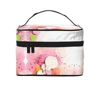 Beauty case portatile da viaggio in carta con frammenti di colore (22,9 x 16,5 x 15,7 cm), grande borsa per il trucco da donna, borsa per trucchi per ragazze, nera, taglia unica