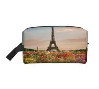 Beauty case portatile di grande capacità, con stampa della Torre Eiffel di Parigi, borsa da toeletta quotidiana per viaggi