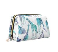 Beauty case portatile e versatile con stampa a giraffa, borsa cosmetica di grande capacità per le donne, bianco, Taglia unica, Beauty case