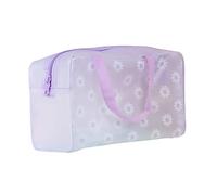 Beauty case portatile per il trucco per le donne grande capacità del bagno ispessita borsa di stoccaggio floreale trasparente borsa organizzativa doppio costoso (One Size), Viola, Taglia unica