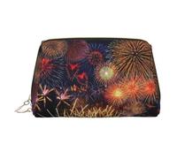 Beauty case portatile stampato fuochi d'artificio, spazioso organizer per articoli da toeletta progettato per pennelli e articoli da toeletta, Oro, One Size