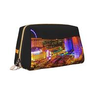 Beauty case portatile versatile con stampa notturna di Las Vegas, borsa cosmetica di grande capacità per le donne, bianco, Taglia unica, Beauty case