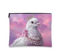 Beauty case Queen Pigeon, lussuosa trousse da viaggio da donna, elegante borsa con cerniera, scelta perfetta per festival e occasioni speciali, Pesca, 7x9 Inch, Piccione