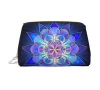 Beauty case rettangolare con stampa mandala e cerniera, grande, da viaggio, adatto per casa e viaggio