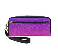 Beauty case riutilizzabile - Borsa per trucchi in pelle con paillettes sfumate con stampa scintillante, piccola borsa per il trucco da viaggio, organizer per articoli da toeletta con cerniera, nero