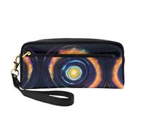 Beauty case riutilizzabile - Borsa per trucchi in pelle con stampa di energia cosmica a spirale spaziale piccola borsa per il trucco da viaggio, organizer per articoli da toeletta con cerniera, nero