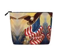Beauty case riutilizzabile con stampa bandiera del Libano - Organizer da viaggio per articoli da toeletta, sacchetto multiuso per riporre tutti i giorni delle donne, Americano Usa Bandiera Aquila Arte
