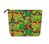 Beauty case riutilizzabile con stampa di galassia e stelle, organizer da viaggio per articoli da toeletta multiuso per la conservazione quotidiana delle donne, Rana dei cartoni animati., Taglia unica