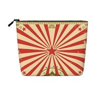 Beauty case riutilizzabile con stampa di squali in stile cartone animato, organizer da viaggio, borsa multiuso per la conservazione quotidiana delle donne, Sfondo Vintage Circus, Taglia unica