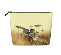 Beauty case riutilizzabile con stampa onde verde oceano surf - organizer da viaggio per articoli da toeletta, sacchetto multiuso per la conservazione quotidiana delle donne, Musica Drum in Field