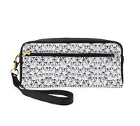 Beauty case riutilizzabile - Graziosa trousse in pelle con stampa di pinguini, piccola borsa per il trucco da viaggio, organizer per articoli da toeletta con cerniera, nero, Taglia unica