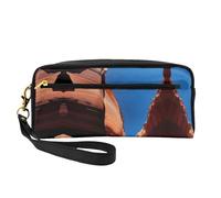 Beauty case riutilizzabile - Organizer da viaggio per articoli da toeletta con paesaggi di gole in pelle stampata piccola borsa per donne, Nero , Taglia unica