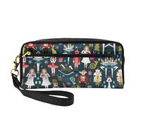 Beauty case riutilizzabile - Organizer da viaggio per articoli da toeletta, da donna, con schiaccianoci, balletto, Natale, danza, borsa piccola in pelle stampata, Nero , Taglia unica