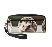 Beauty case riutilizzabile - Organizer da viaggio per articoli da toeletta, grazioso riccio in pelle con stampa completa, Nero , Taglia unica