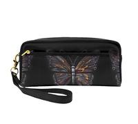 Beauty case riutilizzabile - Organizer da viaggio per articoli da toeletta, motivo farfalla misteriosa in pelle con stampa completa, Nero , Taglia unica