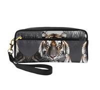 Beauty case riutilizzabile - Organizer da viaggio per articoli da toeletta, Tiger at Rest, in pelle con stampa completa, piccola borsa da donna, Nero , Taglia unica