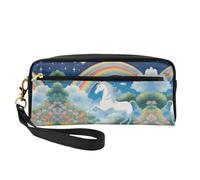 Beauty case riutilizzabile - Organizer da viaggio per articoli da toeletta, un bellissimo astuccio in pelle con stampa di unicorni, Nero , Taglia unica