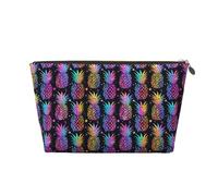 Beauty case rosa con stampa di ananas tropicale, borsa da viaggio per cosmetici, borsa da toilette per donne, graziosa custodia organizer per trucchi in pelle