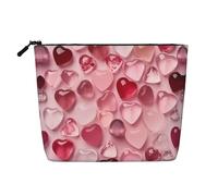 Beauty case rosa trasparente con stampa a forma di cuore, borsa per cosmetici da donna, per uso quotidiano, viaggi e viaggi d'affari, Cuore Rosa Trasparente, taglia unica
