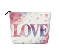 Beauty case rosa trasparente con stampa a forma di cuore, borsa per cosmetici da donna, per uso quotidiano, viaggi e viaggi d'affari, Amore, taglia unica