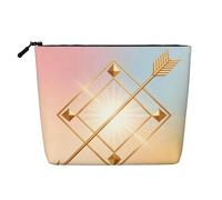 Beauty case rosa trasparente con stampa a forma di cuore, borsa per cosmetici da donna, per uso quotidiano, viaggi e viaggi d'affari, Freccia Diamante, taglia unica