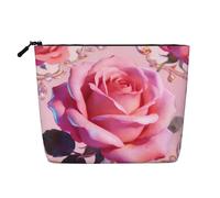 Beauty case rosa trasparente con stampa a forma di cuore, borsa per cosmetici da donna, per uso quotidiano, viaggi e viaggi d'affari, Rosa, taglia unica