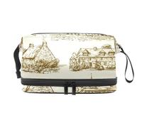 Beauty case rurali e bestiame a doppio strato per donne e ragazze, borsa da viaggio per trucchi pratica borsa organizer con scomparto per pennelli, Multi, 27x15x14 cm/10.6x5.9x5.5 in, Beauty case