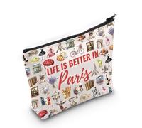 Beauty case souvenir di Parigi Regalo a tema Parigi Life is Better in Paris Culture Regalo per gli amanti di Parigi, In Paris Bag Eu, Borsa cosmetica con stampa