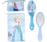 Beauty case toilette viaggio accessori congelati con pettine, asciugamano e sacchetto di congelamento - trousse WC congelato per viaggio o scuola, blu, Beauty case trasparente con chiusura a zip