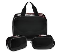 Beauty case traslucido con teschio e fiori di rosa, per donne e uomini, borsa per cosmetici, borsa da doccia, 3 pezzi da viaggio per articoli da toeletta organizer per cosmetici, Colore, XL, Astuccio