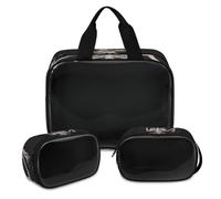 Beauty case traslucido con teschio e rosa, per donne e uomini, borsa per cosmetici traslucida, borsa da doccia, 3 pezzi da viaggio per articoli da toeletta organizer per cosmetici, Colore, XL,