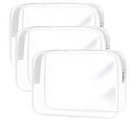 Beauty case trasparente, 3 confezioni di organizer da viaggio resistente all'acqua, per viaggi aerei e aeroporti, essenziali per il trasporto di trucchi e cosmetici, Bianco - 3 confezioni, moderno