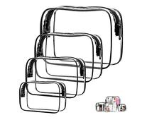 Beauty Case Trasparente, 4 Pezzi Borse Da Toilette Beauty Case da Viaggio Trasparente Set PVC Impermeabile Multiuso Unisex con Diverse Misure e Colore Trasparente