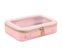 Beauty case trasparente - Astuccio multifunzionale per cosmetici, da viaggio su entrambi i lati, impermeabile, trasparente, con cerniera, portatile, leggero, per trucco da donna, rosa, as per image,