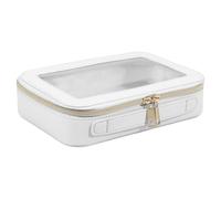 Beauty case trasparente - Astuccio multifunzionale per cosmetici, da viaggio su entrambi i lati, impermeabile, trasparente, con cerniera, portatile, leggero, per trucco da donna, Beige, as per image,