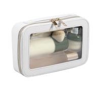 Beauty case trasparente - Borsa per il trucco impermeabile | Custodia da viaggio grande per le donne | Custodia di bellezza con doppio scomparto in vinile, beige, Vedi la descrizione, Vedere la