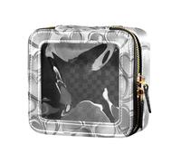Beauty case trasparente con scritta "Love" per San Valentino, colore: argento