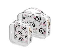 Beauty case trasparente con simpatico animale della mucca, confezione da 2 sacchetti trasparenti per trucco con cerniera, borse da viaggio trasparenti per articoli da toeletta, sacchetti per cosmetici
